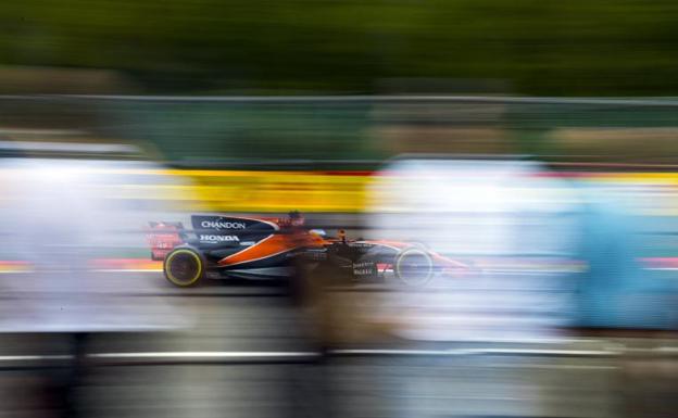 Fernando Alonso, en el circuito de Spa.