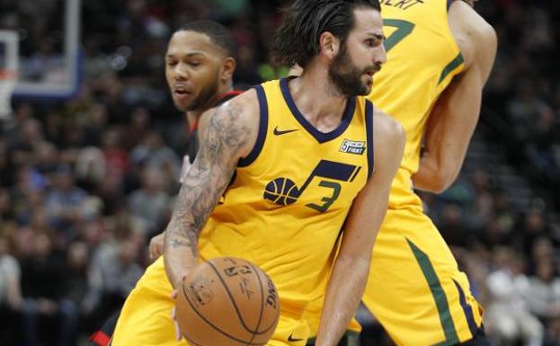 Ricky Rubio durante el partido contra los Rockets./Efe