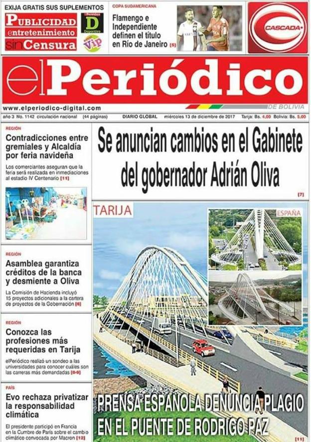 Portada de ‘El Periódico’ recogiendo el ‘plagio’.