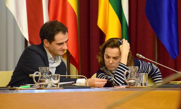 Miguel Sáinz y Cuca Gamarra, en la sesión plenaria de ayer. :: miguel herreros
/