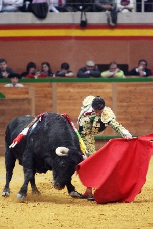 Diego Urdiales, al natural, con el toro al que cortó dos orejas. :: J. RODRÍGUEZ/