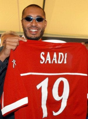 Saadi, el día de su presentación con el Perugia ::
G. BORGIA/AP/