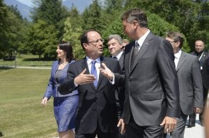 François Hollande, con su homólogo esloveno Borut Pahor. ::
AFP/