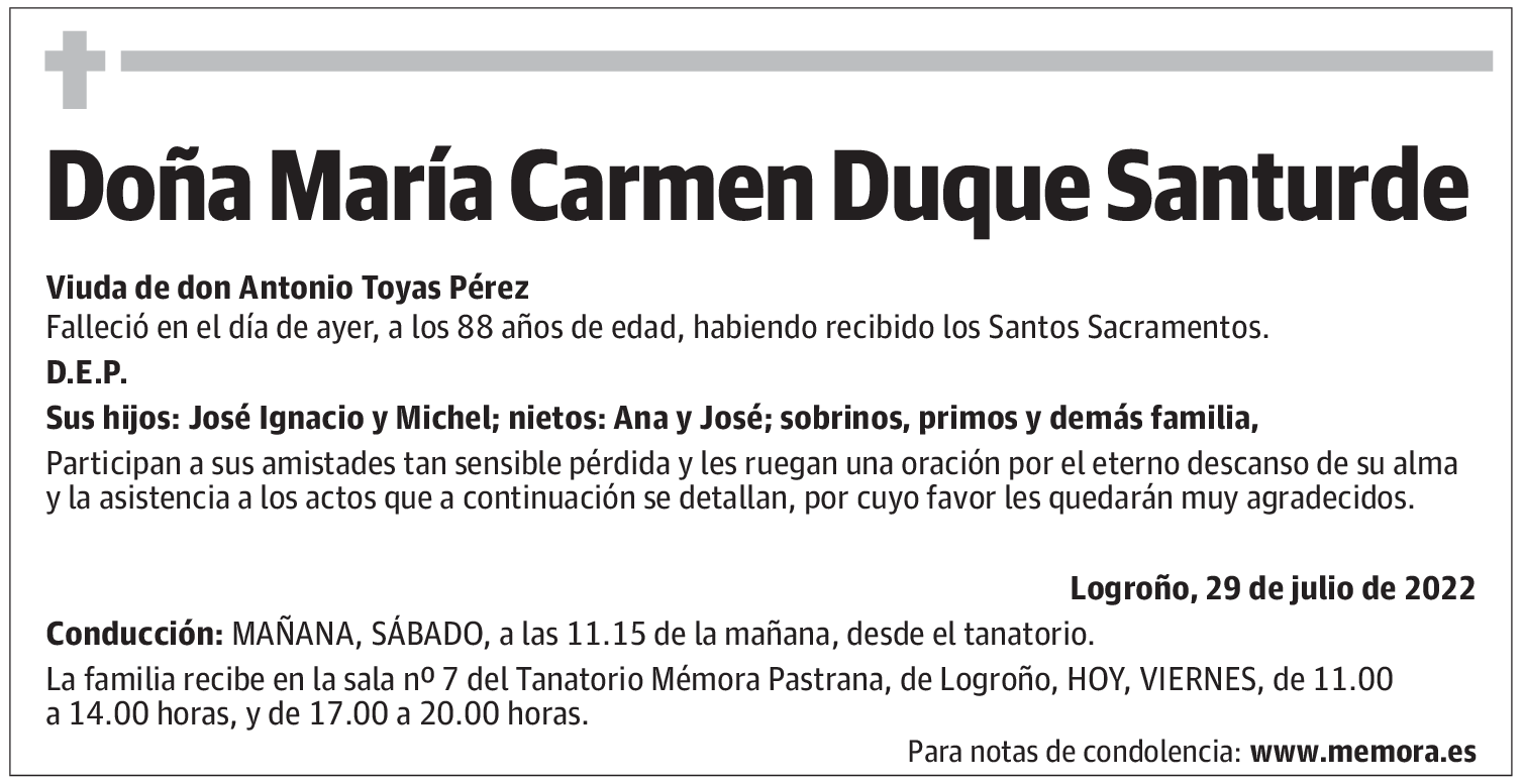Doña María Carmen Duque Santurde