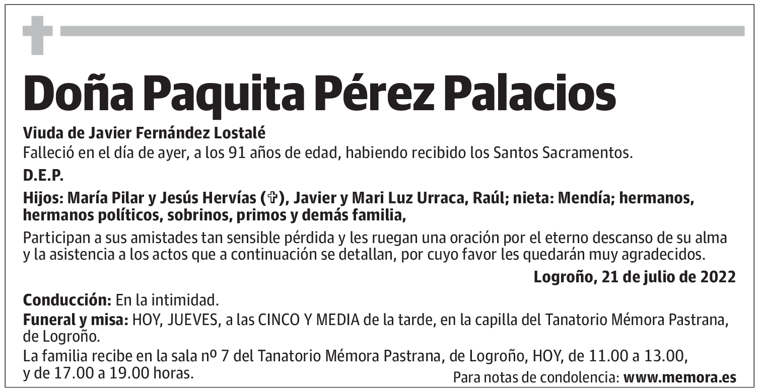 Doña Paquita Pérez Palacios