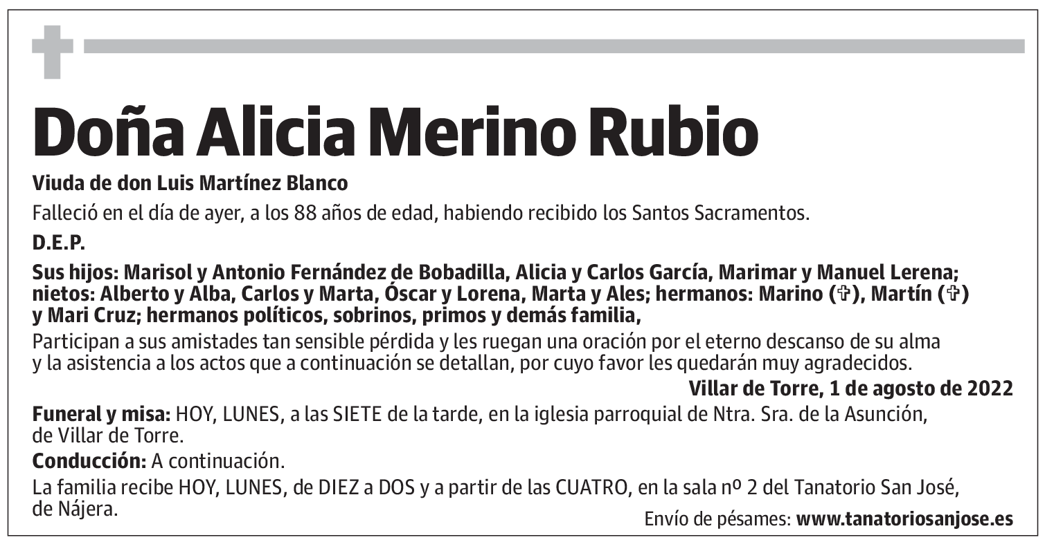 Doña Alicia Merino Rubio