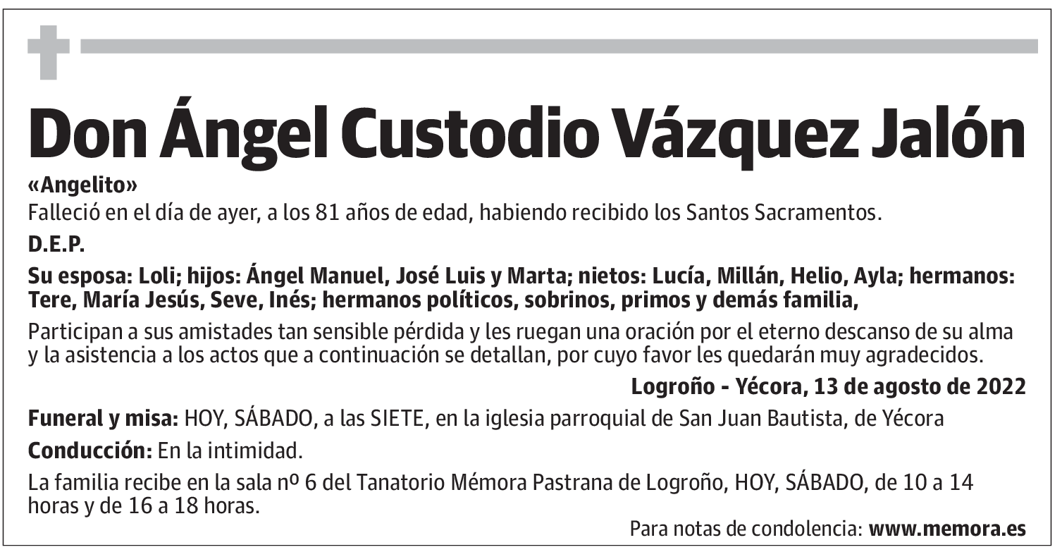 Don Ángel Custodio Vázquez Jalón