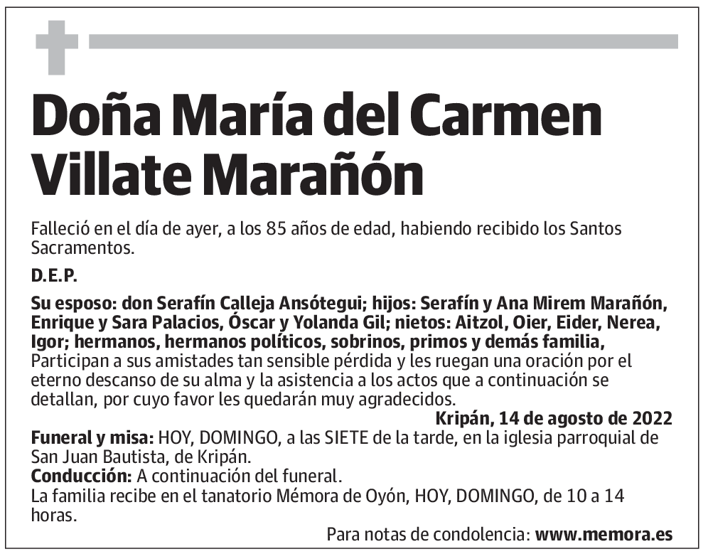 Doña María del Carmen Villate Marañón