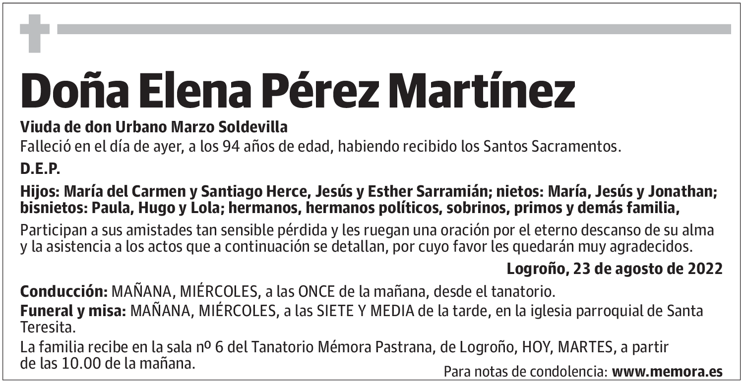 Doña Elena Pérez Martínez