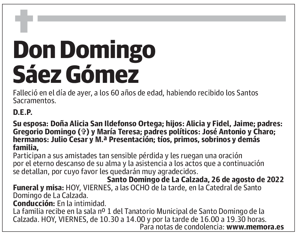 Don Domingo Sáez Gómez