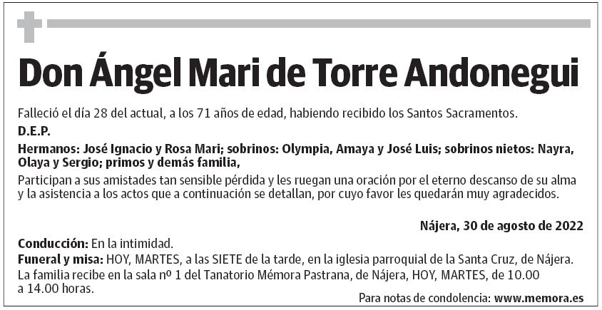 Don Ángel Mari de Torre Andonegui