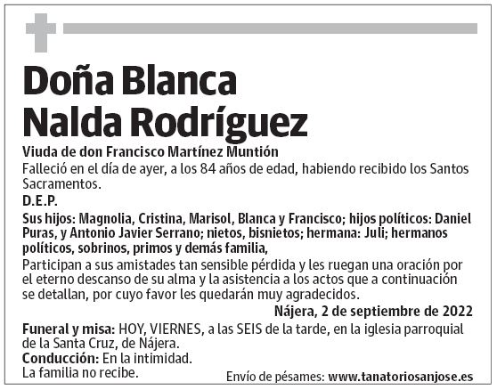 Doña Blanca Nalda Rodríguez