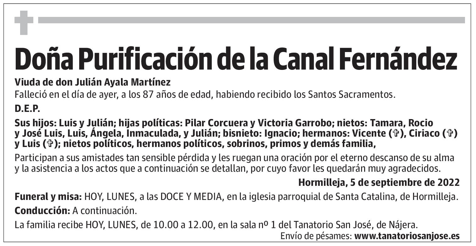 Doña Purificación de la Canal Fernández