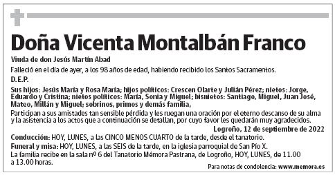 Doña Vicenta Montalbán Franco