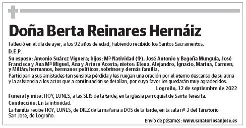 Doña Berta Reinares Hernáiz