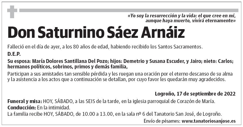 Don Saturnino Sáez Arnáiz