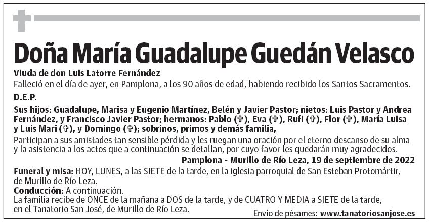 Doña María Guadalupe Guedán Velasco