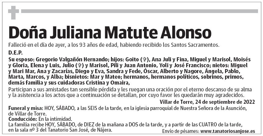 Doña Juliana Matute Alonso