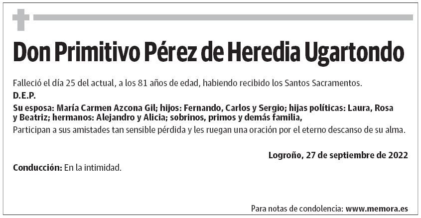 Don Primitivo Pérez de Heredia Ugartondo