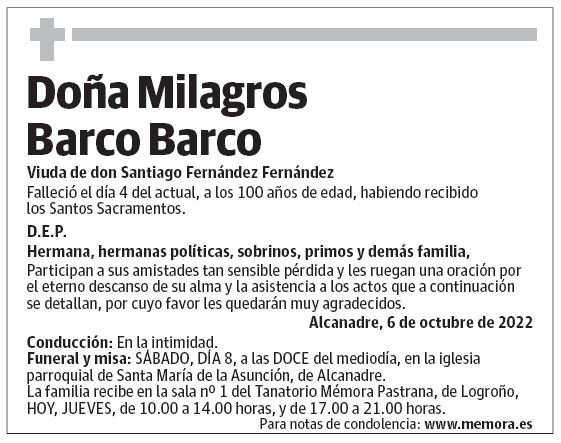 Doña Milagros Barco Barco