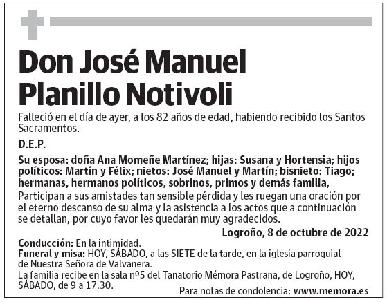Don José Manuel Planillo Notivoli