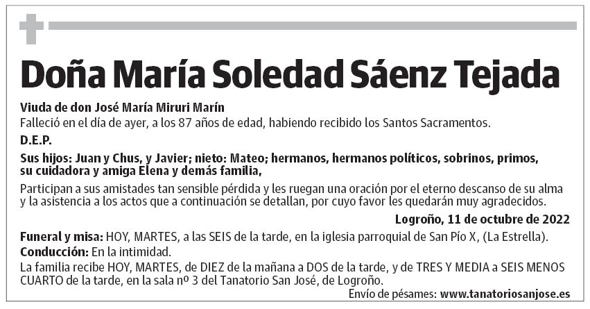 Doña María Soledad Sáenz Tejada