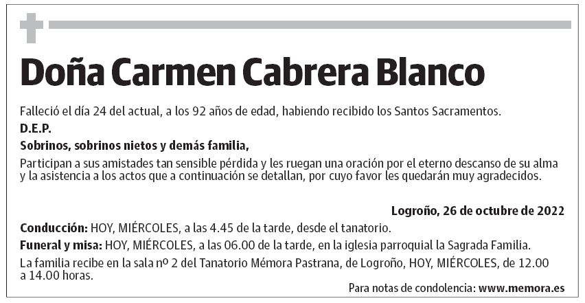 Doña Carmen Cabrera Blanco