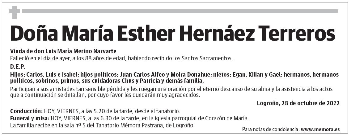 Doña María Esther Hernáez Terreros