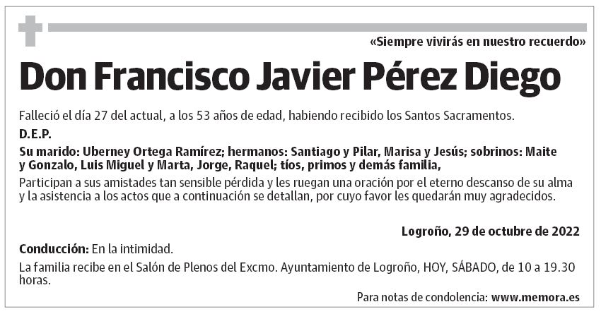 Don Francisco Javier Pérez Diego