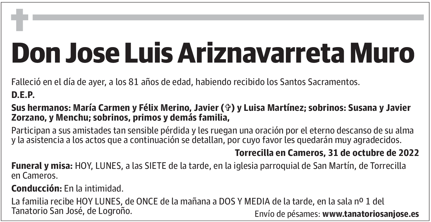 Don Jose Luis Ariznavarreta Muro