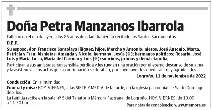 Doña Petra Manzanos Ibarrola