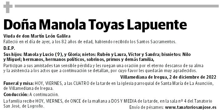 Doña Manola Toyas Lapuente