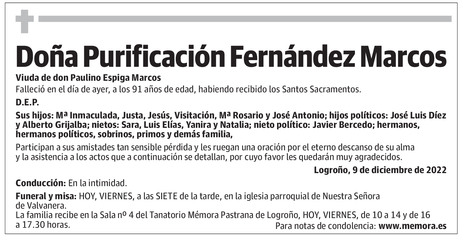 Doña Purificación Fernández Marcos