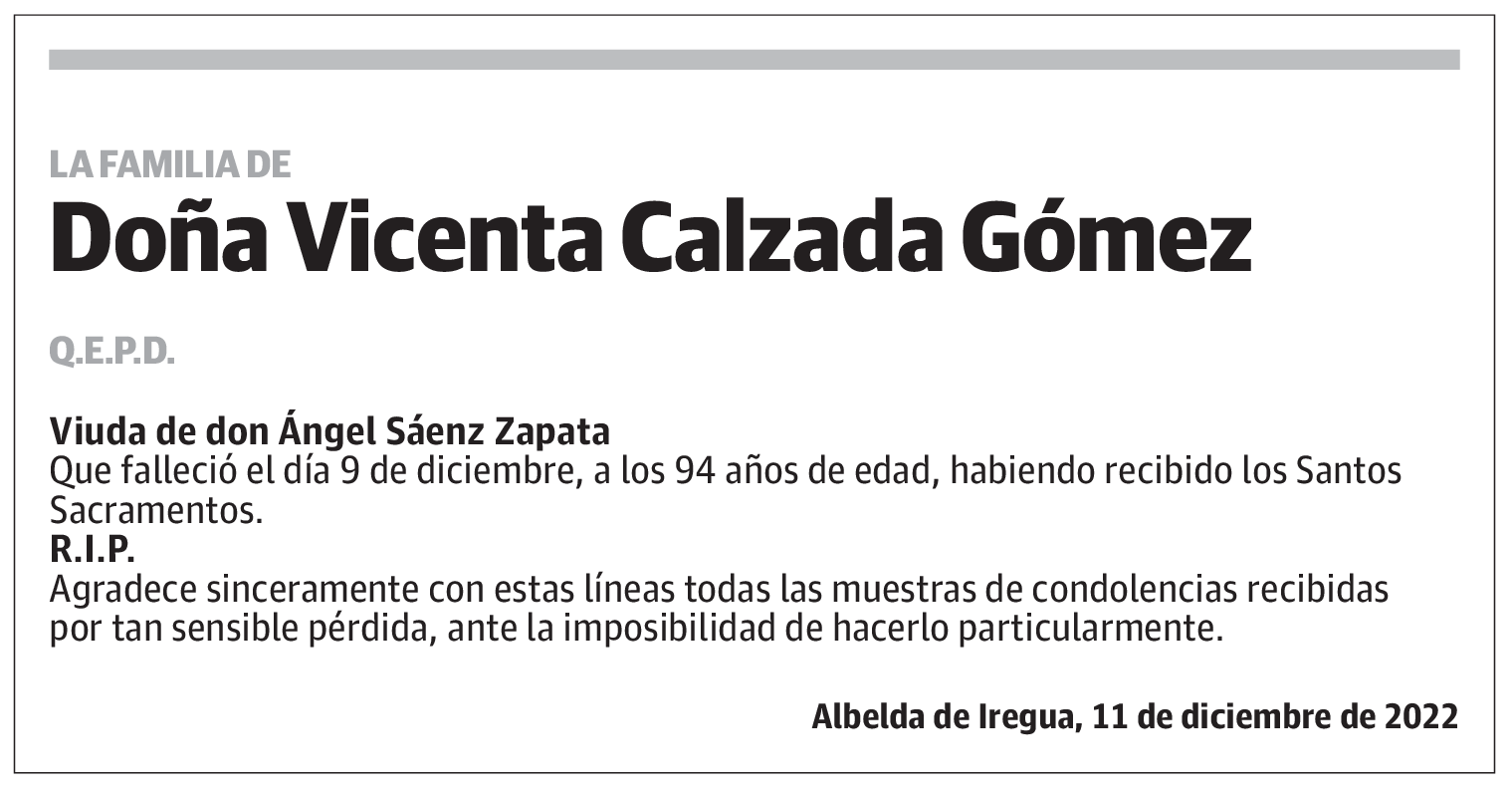 Doña Vicenta Calzada Gómez