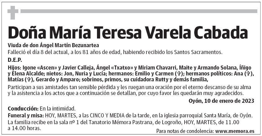Doña María Teresa Varela Cabada