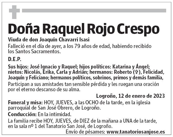 Doña Raquel Rojo Crespo