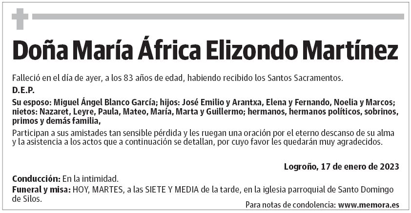 Doña María África Elizondo Martínez