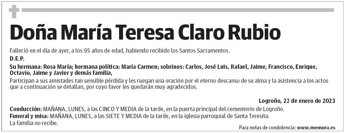 Doña María Teresa Claro Rubio
