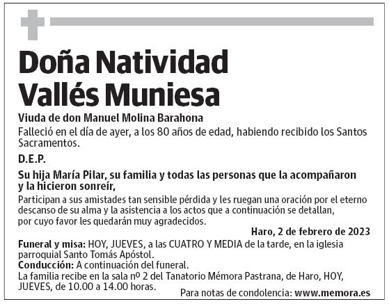 Doña Natividad Vallés Muniesa
