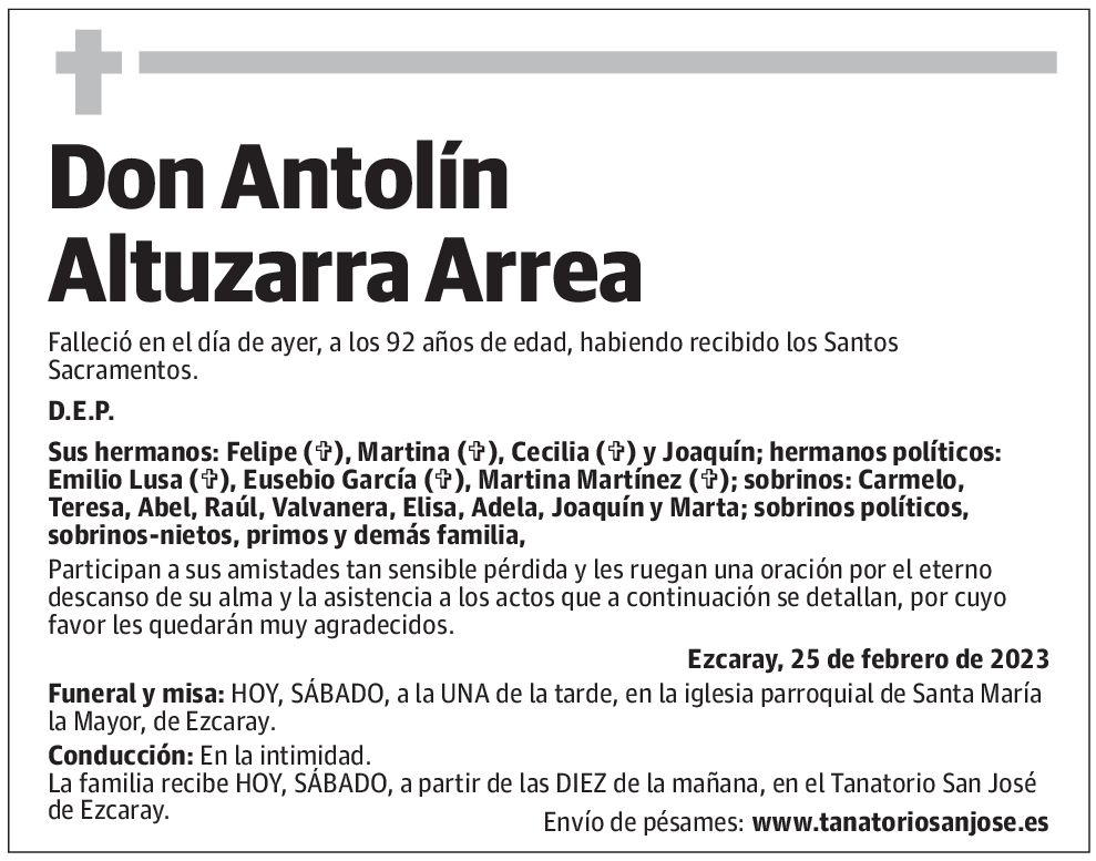 Don Antolín Altuzarra Arrea