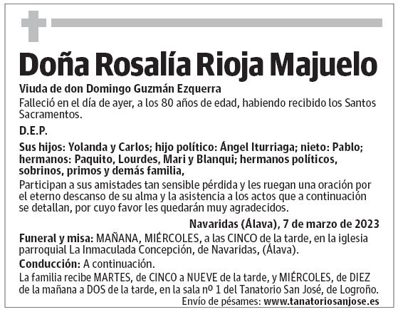 Doña Rosalía Rioja Majuelo