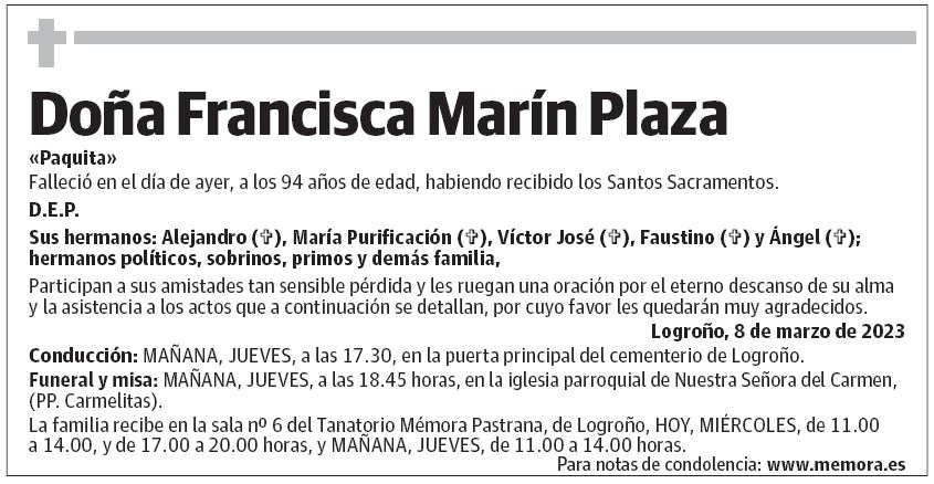 Doña Francisca Marín Plaza