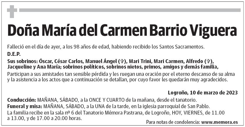 Doña María del Carmen Barrio Viguera