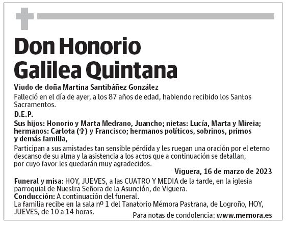 Don Honorio Galilea Quintana
