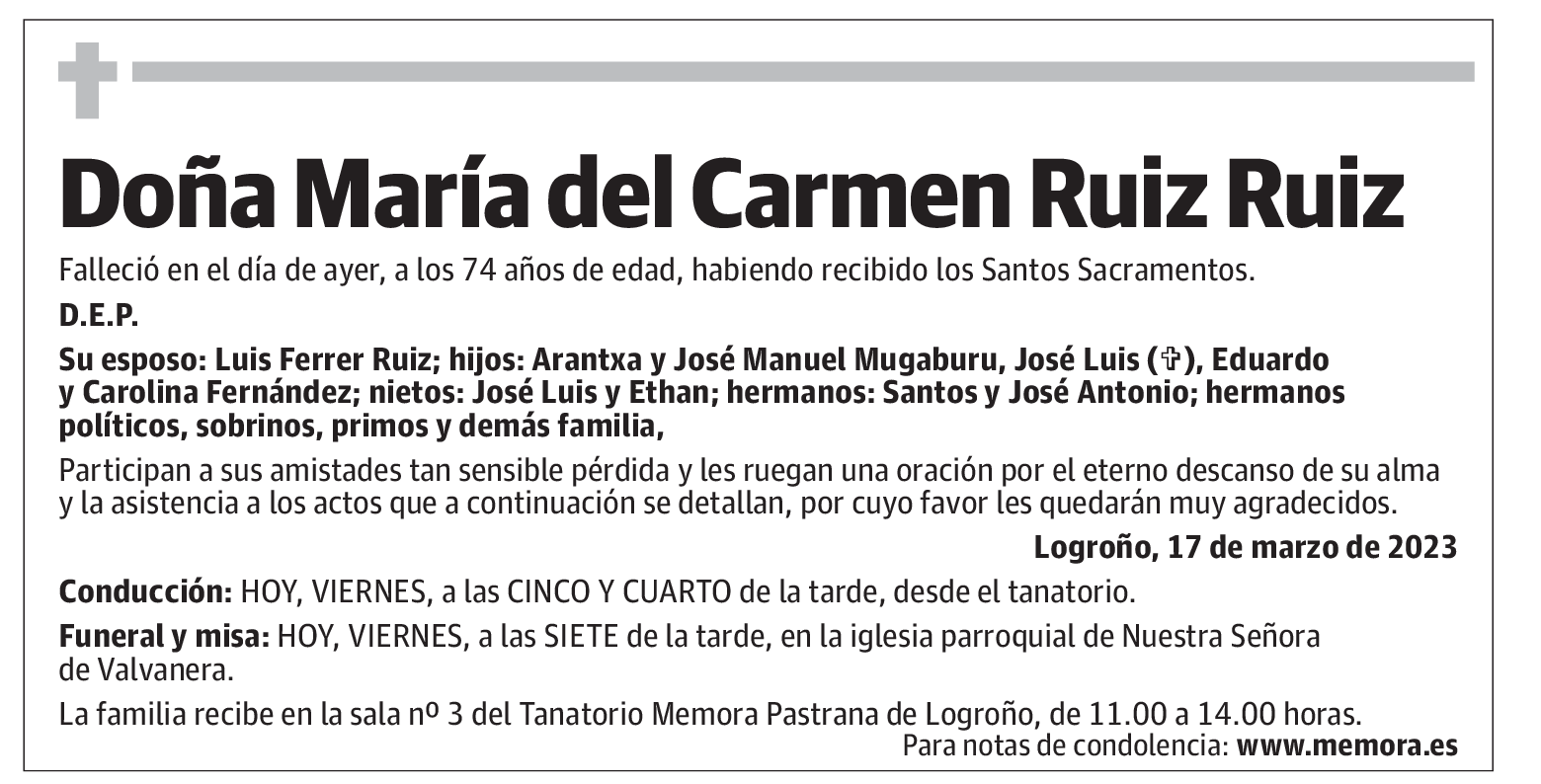 Doña María del Carmen Ruiz Ruiz