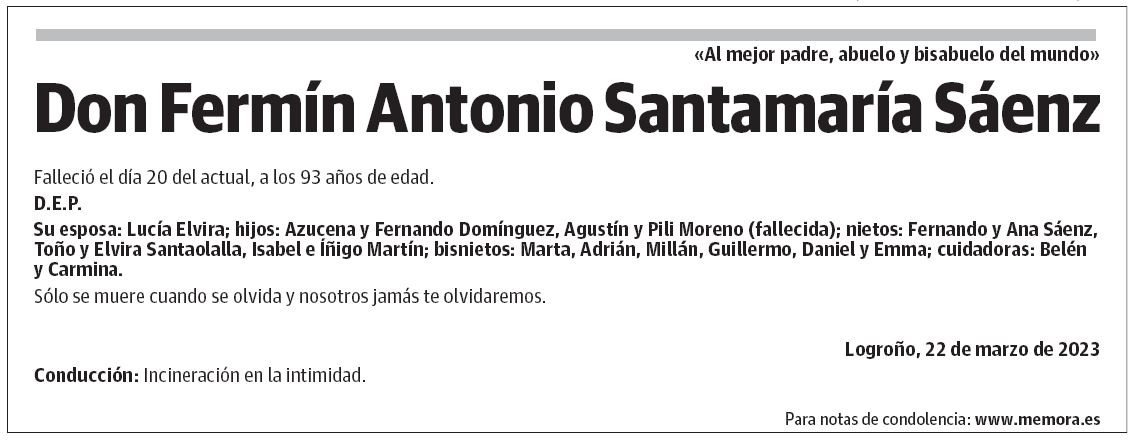 Don Fermín Antonio Santamaría Sáenz