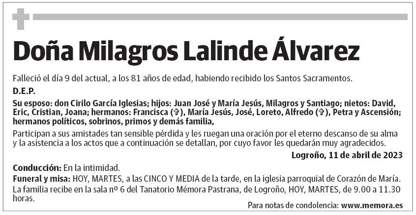 Doña Milagros Lalinde Álvarez