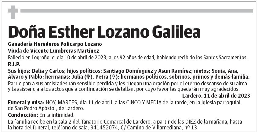 Doña Esther Lozano Galilea