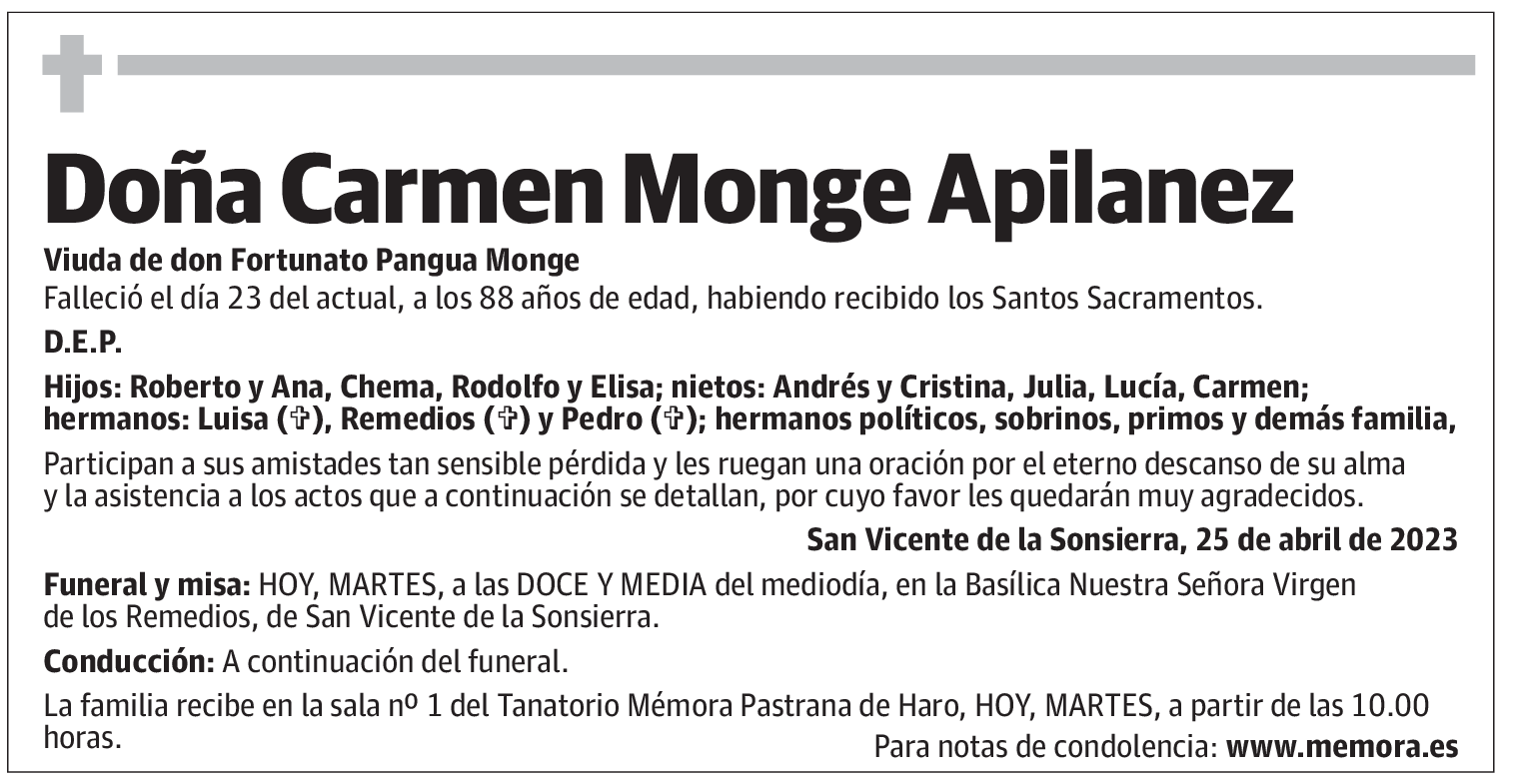 Doña Carmen Monge Apilanez