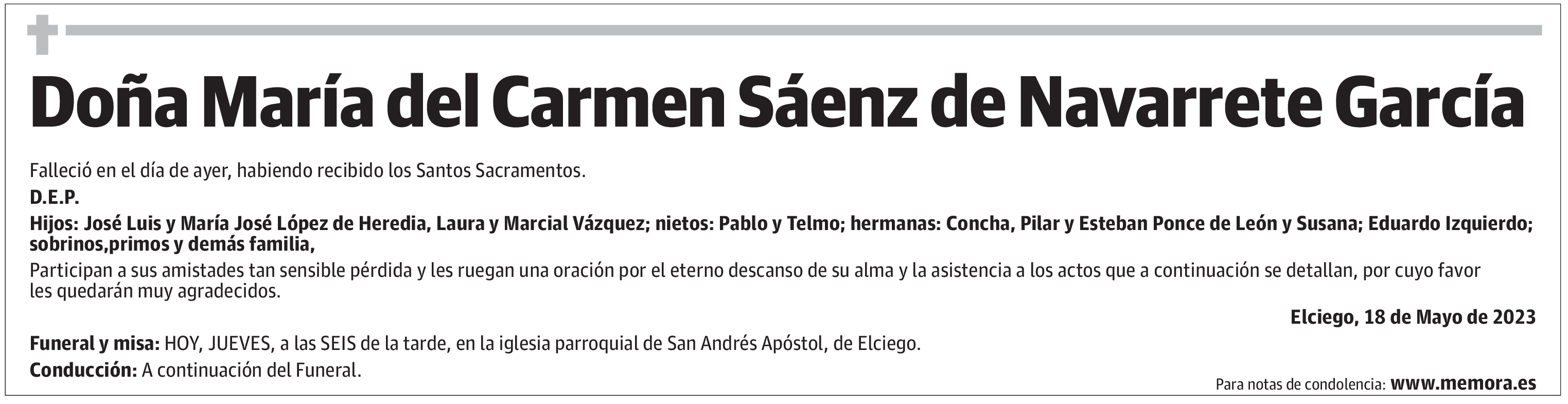 Doña María del Carmen Sáenz de Navarrete García